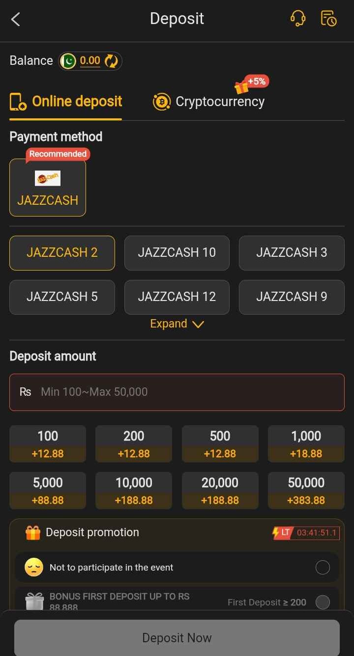 BBA566 Game payment options including Easypaisa, JazzCash, and bank transfer