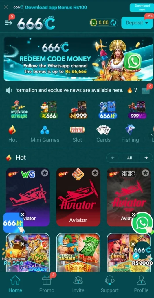 The 666C Game home page gives users quick access to the main gaming sections, promotions, rewards, missions, VIP features, and account options. Its organized layout helps users find their preferred activities and explore the latest offers as soon as they enter the platform.