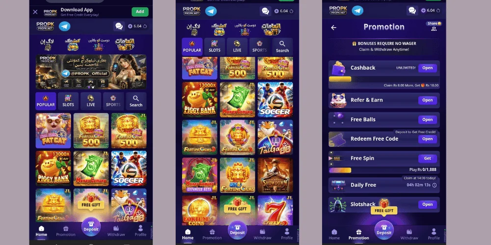 ProPK Game brings games, rewards, promotional offers, and account features together in a convenient mobile-friendly platform.