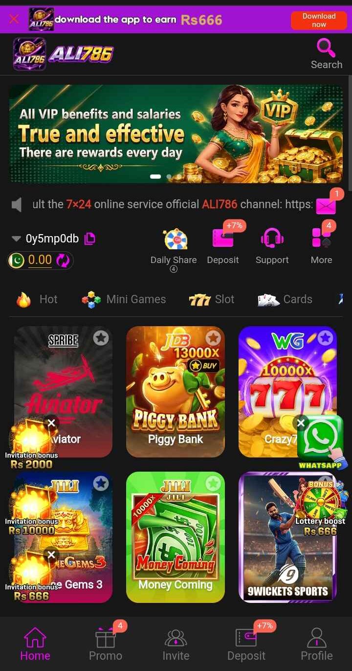 Ali786 Game features different gaming categories in a simple layout, with easy menus and clear navigation that help users explore various game options smoothly.